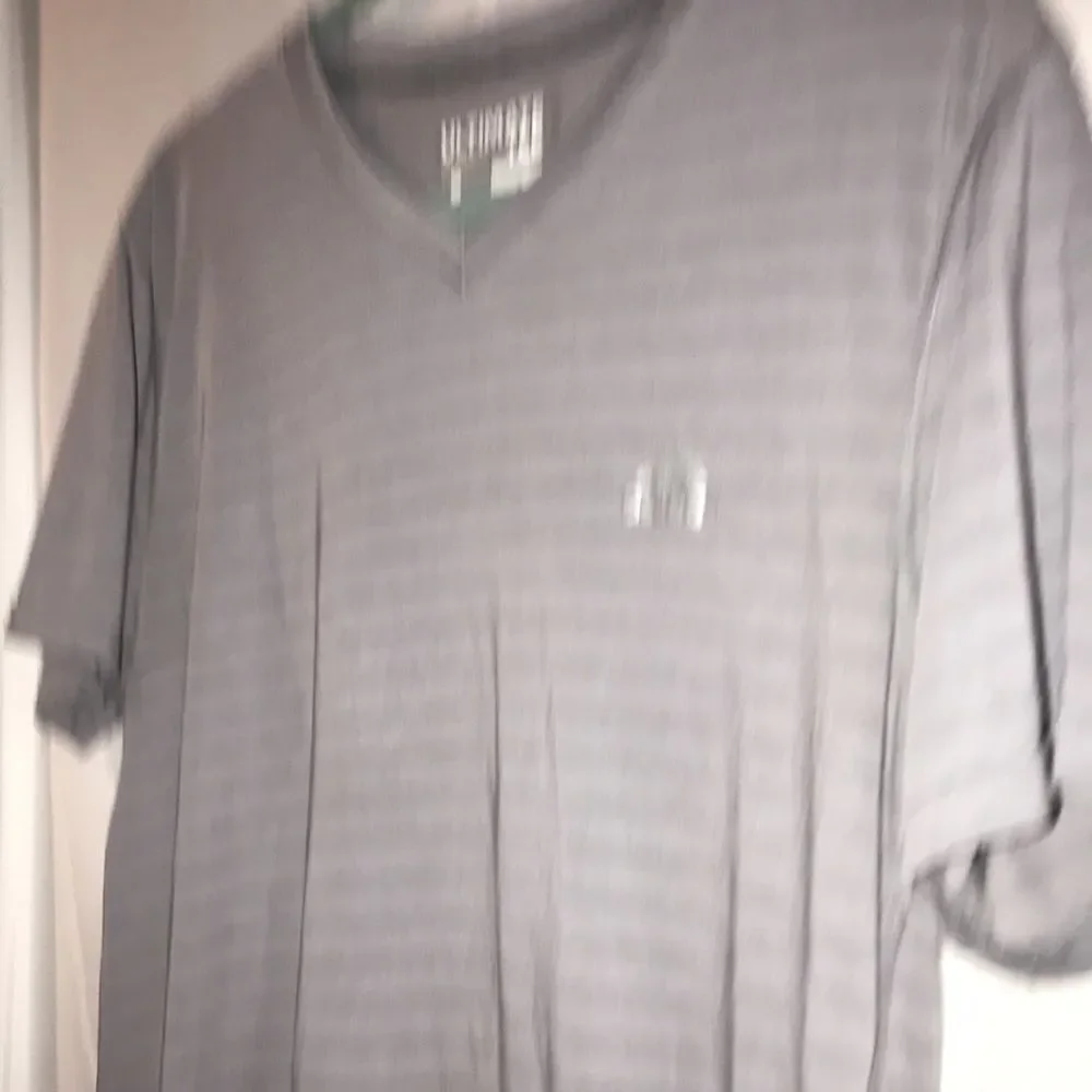 Adidas by 424 Men's Gray Climalite Stripe V-Neck Short Sleeve T-Shirt Size Large
